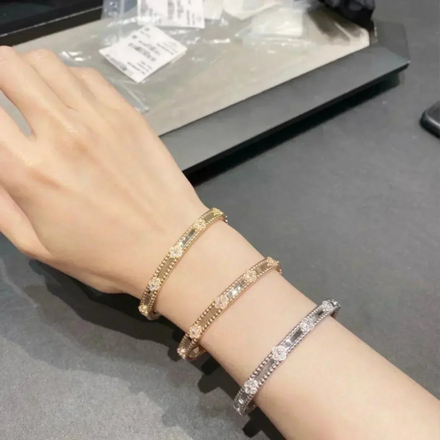 [moco jewelrys]CLOVER BRACELET 4MM DIAMONDS