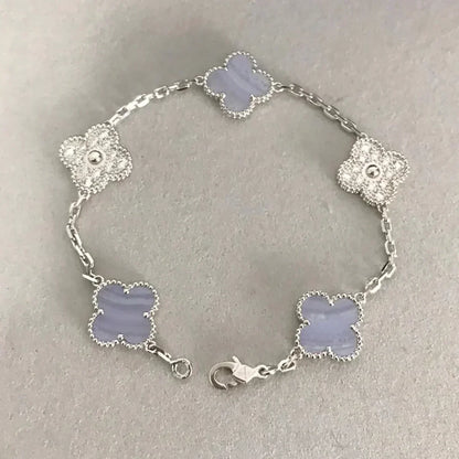 [Moco jewelrys] CLOVER 5 MOTIF PURPLE CHALCEDONY BRACELET COLLECTION