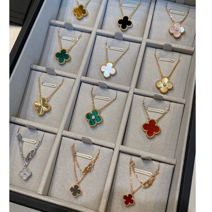 [moco jewelrys]CLOVER 15MM DIAMOND SINGLE FLOWER NECKLACE