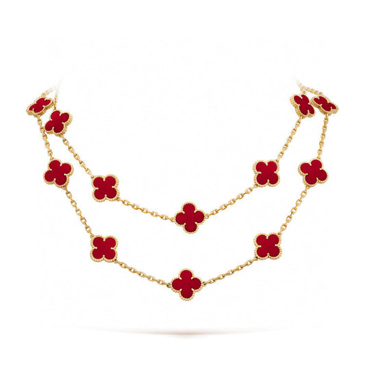 [moco jewelrys]CLOVER 20 MOTIFS CARNELIAN NECKLACE