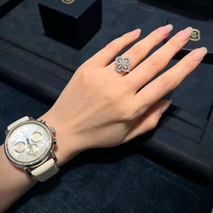 [moco jewelrys]LOOP RING FULL MOTIF DIAMOND 16MM SILVE