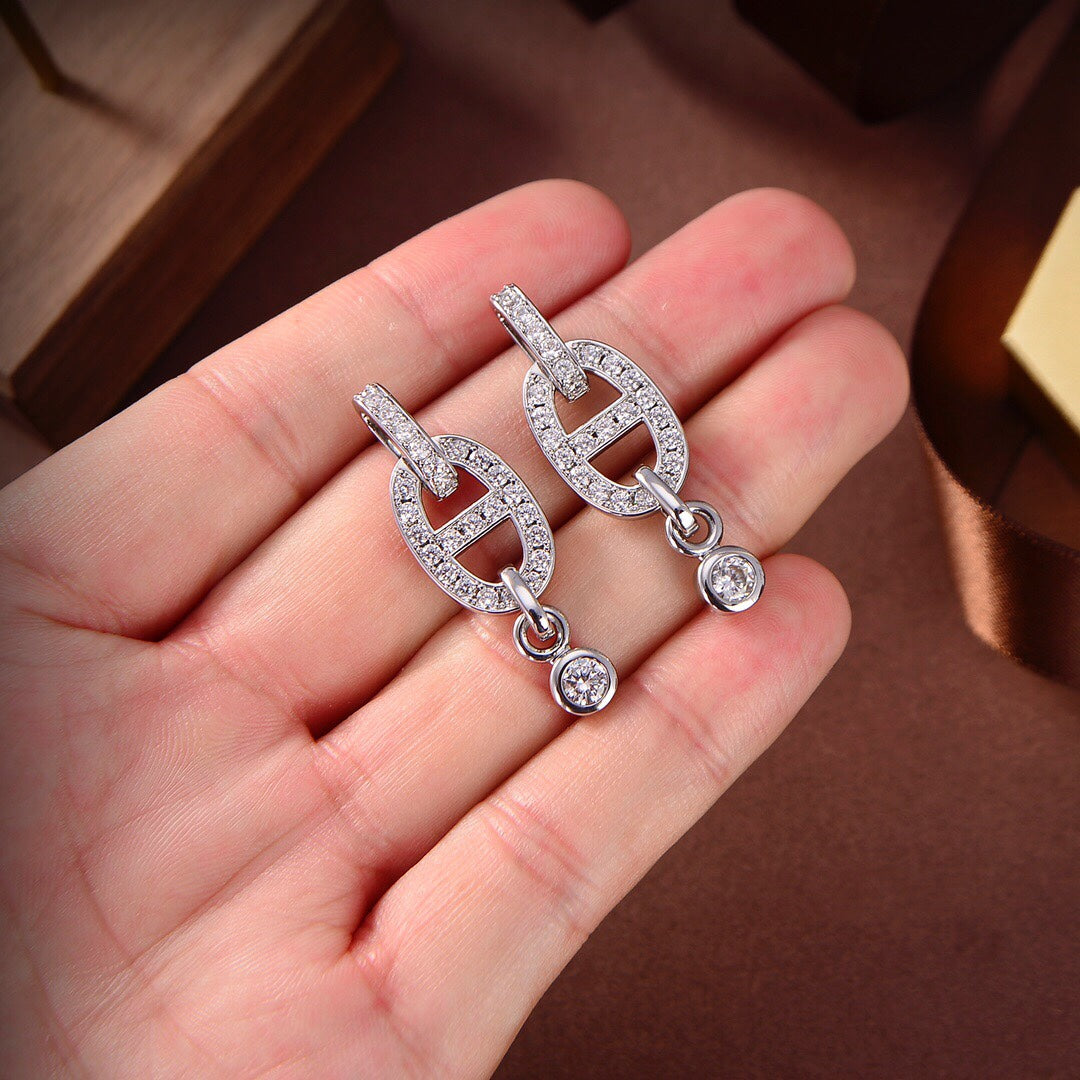 [moco jewelrys]HM CHAINE DIAMOND EARRINGS