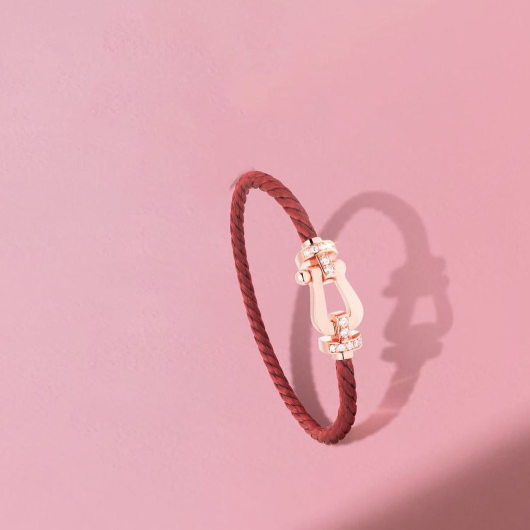 [moco jewelrys]FORCE 10 HALF DIAMOND PINK GOLD RED CORDERI LARGE AND MEDIUM MODEL