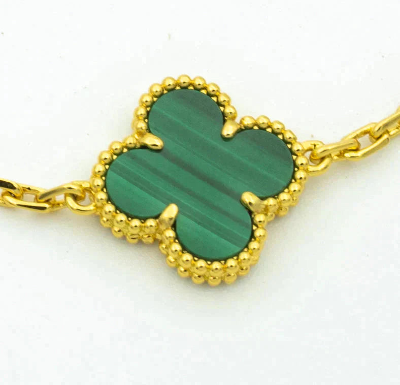 [Moco jewelrys] CLOVER 5 MOTIF MALACHITE BRACELET COLLECTION