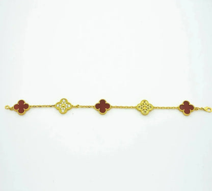 [Moco jewelrys] CLOVER 5 MOTIF RED CORNELIAN BRACELET COLLECTION