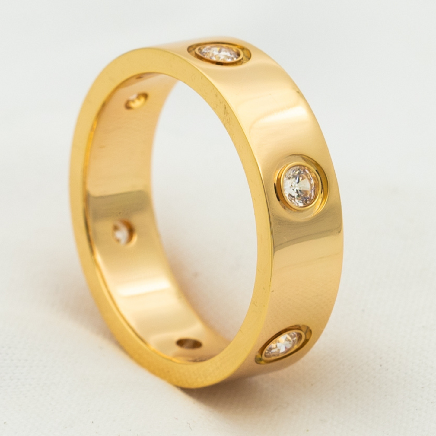 [moco jewelrys]LOVE RING 5.5MM 6 DIAMONDS PINK GOLD