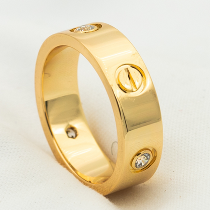 [moco jewelrys]LOVE RING 5.5MM 3 DIAMONDS PINK GOLD
