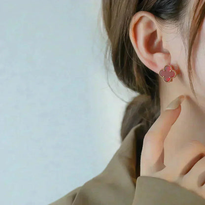 [moco jewelrys]CLOVER MEDIUM 1 MOTIFS CARNELIAN  EARRINGS