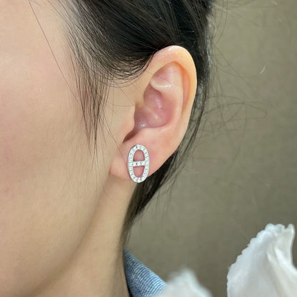 [moco jewelrys]HM FULL DIAMOND PIG NOSE STUD EARRINGS
