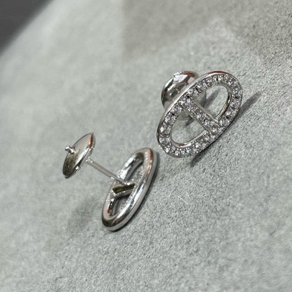 [moco jewelrys]HM FULL DIAMOND PIG NOSE STUD EARRINGS