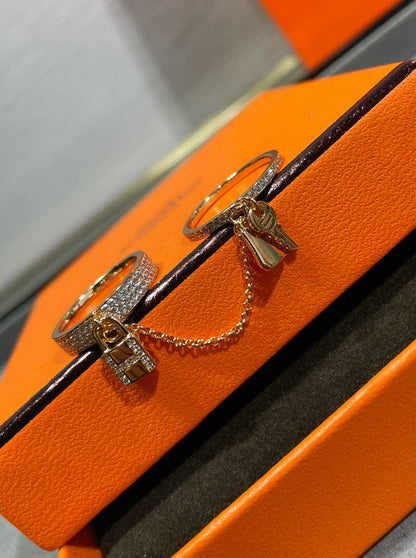 [moco jewelrys]HM KELLY CLOCHETTE DOUBLE RING IN  WITH DIAMONDS