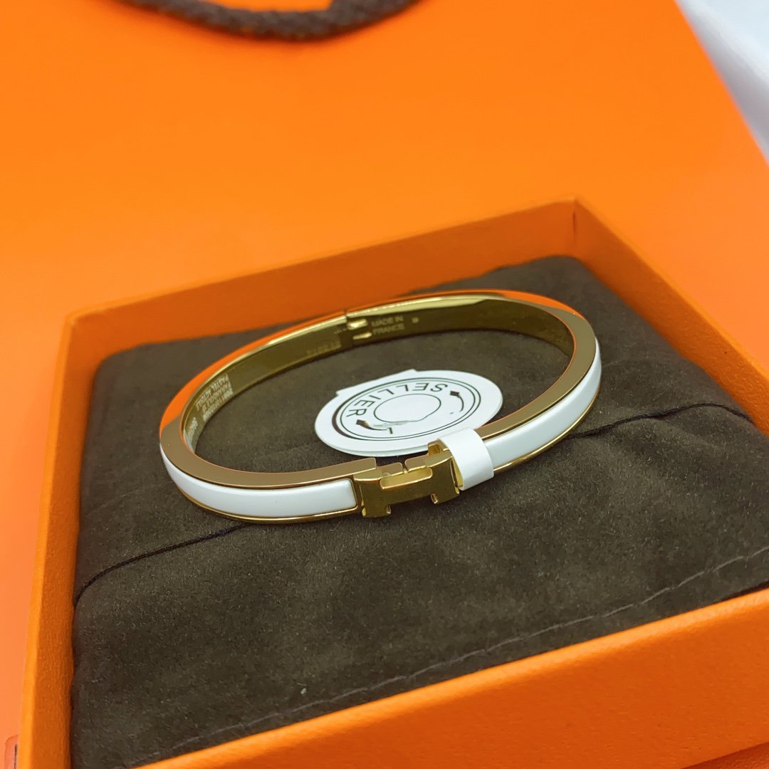 [moco jewelrys]CLASSIC HM CLIC WHITE 8MM ENAMEL BRACELET
