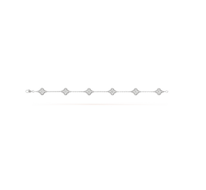 [moco jewelrys]CLOVER 6 MOTIF SILVER DIAMOND BRACELET