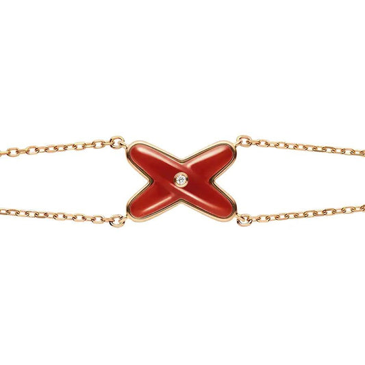 [moco jewelrys]JEUX BRACELET CARNELIAN PINK GOLD 1 DIAMOND