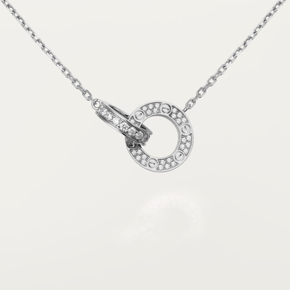[moco jewelrys]LOVE 7.6MM NECKLACE ROSE GOLD AND SILVER  FULL DIAMOND