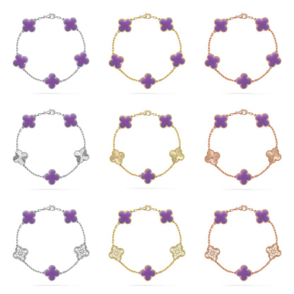 [Moco jewelrys]CLOVER 5 MOTIF LIGHT PURPLE BRACELET COLLECTION