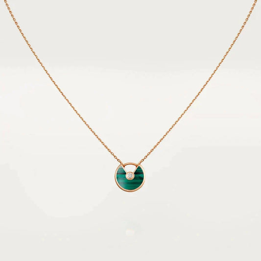 [moco jewelrys]AMULETTE ROSE GOLD MALACHITE NECKLACE