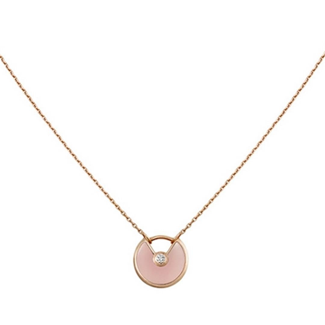 [moco jewelrys]AMULETTE ROSE GOLD PINK MOP NECKLACE