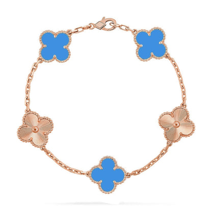 [Moco jewelrys] CLOVER 5 MOTIF BLUE AGATE BRACELET COLLECTION
