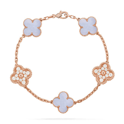 [Moco jewelrys] CLOVER 5 MOTIF PURPLE CHALCEDONY BRACELET COLLECTION