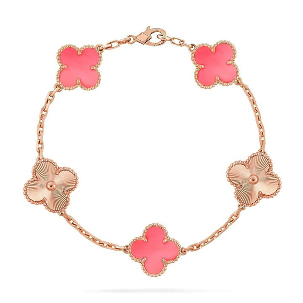 [Moco jewelrys] CLOVER 5 MOTIFS  PINK MOP BRACELET COLLECTION
