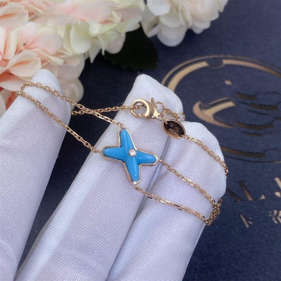 [moco jewelrys]JEUX BRACELET TURQUOISE PINK GOLD 1 DIAMOND