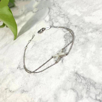 [moco jewelrys]JEUX BRACELET WHITE MOP SILVER 1 DIAMOND