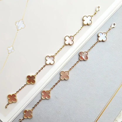[Moco jewelrys] CLOVER 5 MOTIFS  PINK MOP BRACELET COLLECTION