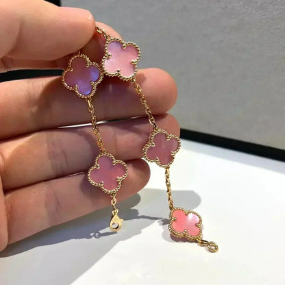 [Moco jewelrys] CLOVER 5 MOTIFS  PINK MOP BRACELET COLLECTION
