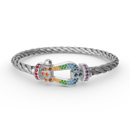 [moco jewelrys]FORC LARGE HORSESHOE  COLORED DIAMOND BRACELET SILVER