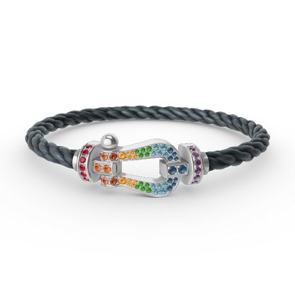 [moco jewelrys]FORC LARGE HORSESHOE  COLORED DIAMOND BRACELET SILVER