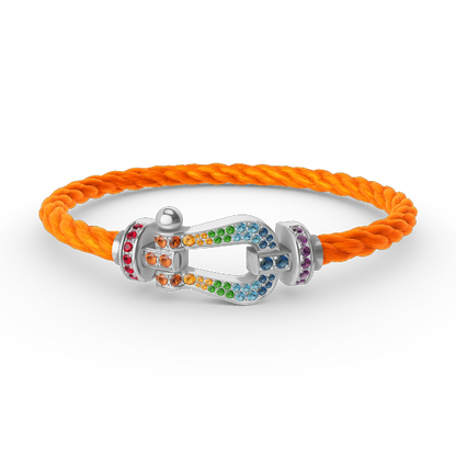 [moco jewelrys]FORC LARGE HORSESHOE  COLORED DIAMOND BRACELET SILVER