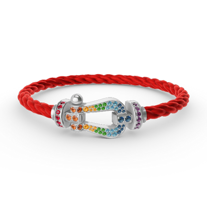 [moco jewelrys]FORC LARGE HORSESHOE  COLORED DIAMOND BRACELET SILVER
