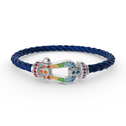 [moco jewelrys]FORC LARGE HORSESHOE  COLORED DIAMOND BRACELET SILVER