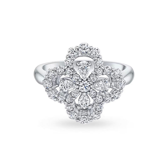[moco jewelrys]LOOP RING FULL MOTIF DIAMOND 16MM SILVE