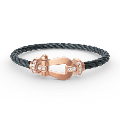 [moco jewelrys]FORCE LARGE HORSESHOE HALF DIAMOND BRACELET ROSE GOLD