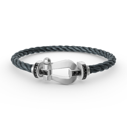 [moco jewelrys]FORCE LARGE HORSESHOE BLACK DIAMOND BRACELET SILVER