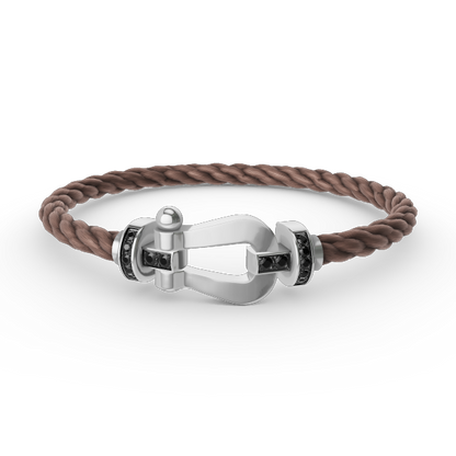 [moco jewelrys]FORCE LARGE HORSESHOE BLACK DIAMOND BRACELET SILVER