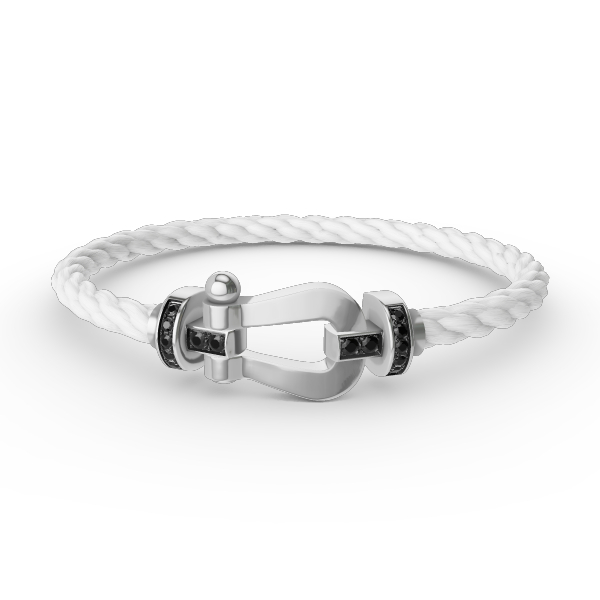 [moco jewelrys]FORCE LARGE HORSESHOE BLACK DIAMOND BRACELET SILVER