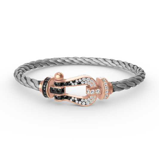 [moco jewelrys]FORCE LARGE HORSESHOE BLACK WHITE DIAMOND BRACELET ROSE GOLD