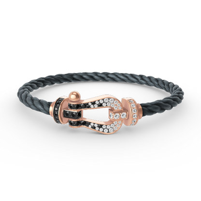 [moco jewelrys]FORCE LARGE HORSESHOE BLACK WHITE DIAMOND BRACELET ROSE GOLD