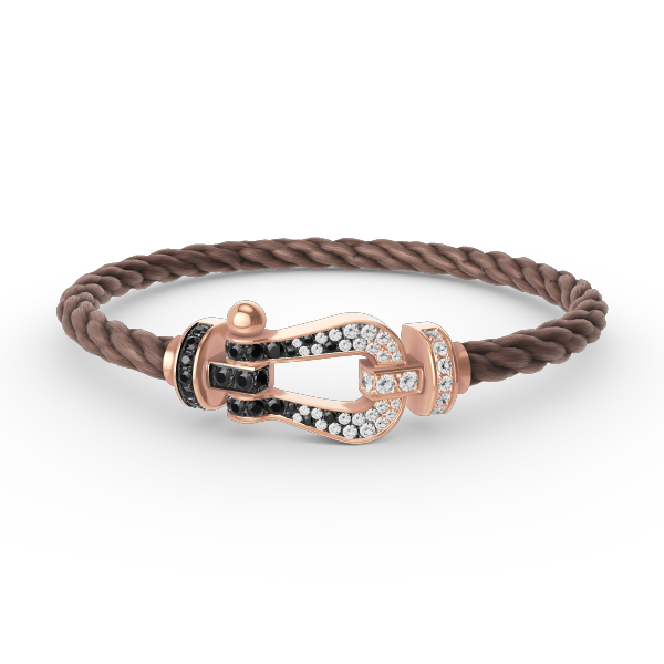 [moco jewelrys]FORCE LARGE HORSESHOE BLACK WHITE DIAMOND BRACELET ROSE GOLD