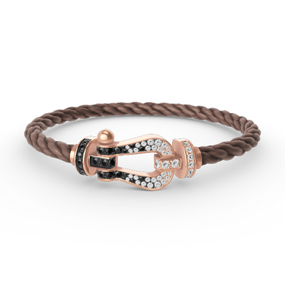 [moco jewelrys]FORCE LARGE HORSESHOE BLACK WHITE DIAMOND BRACELET ROSE GOLD