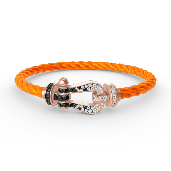 [moco jewelrys]FORCE LARGE HORSESHOE BLACK WHITE DIAMOND BRACELET ROSE GOLD