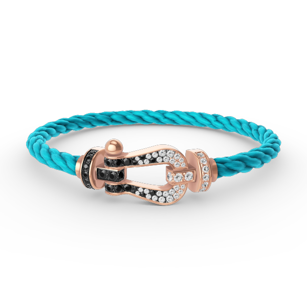 [moco jewelrys]FORCE LARGE HORSESHOE BLACK WHITE DIAMOND BRACELET ROSE GOLD