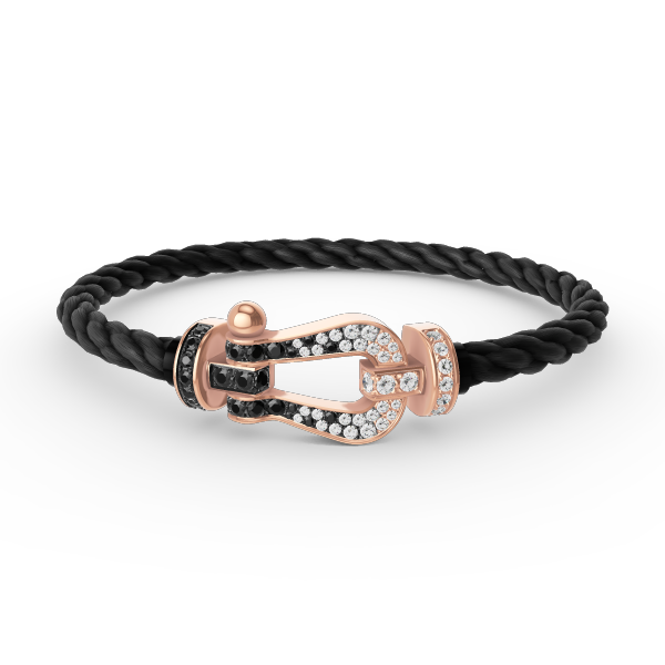 [moco jewelrys]FORCE LARGE HORSESHOE BLACK WHITE DIAMOND BRACELET ROSE GOLD