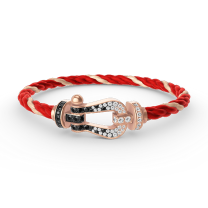 [moco jewelrys]FORCE LARGE HORSESHOE BLACK WHITE DIAMOND BRACELET ROSE GOLD