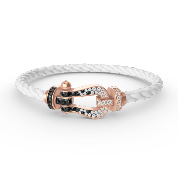 [moco jewelrys]FORCE LARGE HORSESHOE BLACK WHITE DIAMOND BRACELET ROSE GOLD