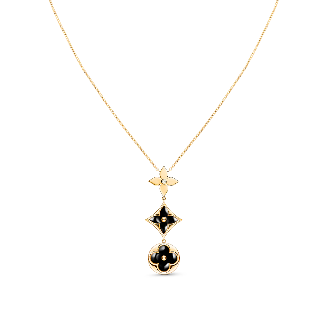[moco jewelrys]STAR AND SUN ONYX PINK GOLD NECKLACE