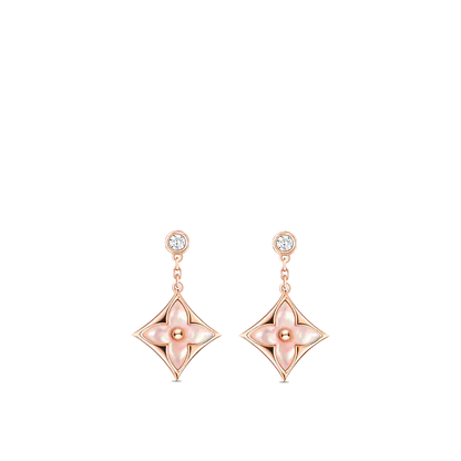[moco jewelrys]DOUBLE STAR PINK GOLD MOP DROP EARRINGS